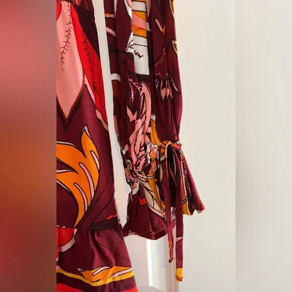 NWT Gibson Latimer Burgundy Floral Midi Dress - Picture 10 of 10